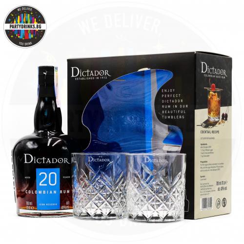 Ром Dictador 20 Years Old 700ml 40% с 2 чаши